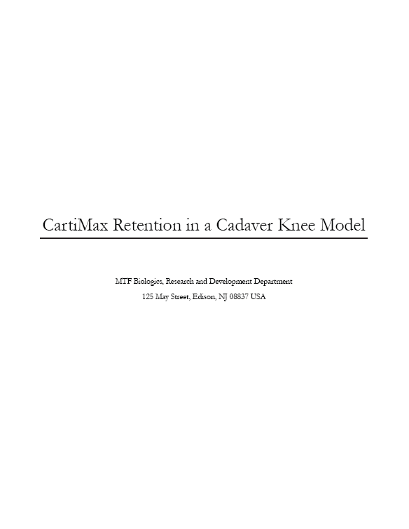 CartiMax Retention in a Cadaver Knee Model