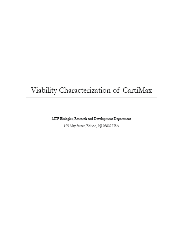 Viability Characterization of CartiMax