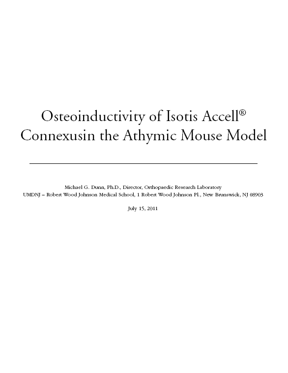 Osteoinductivity of Isotis Accell Connexus in the Athymic Mouse Model