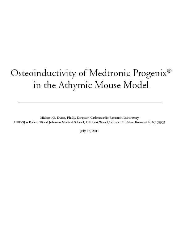 Osteoinductivity of Medtronic Progenix in the Athymic Mouse Model