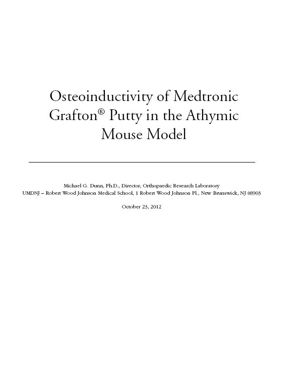 Osteoinductivity of Medtronic Grafton Putty in the Athymic Mouse Model