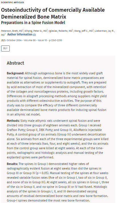 Osteoinductivity of Commercially Available Demineralized Bone Matrix