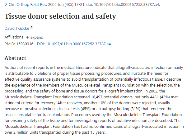 Tissue donor selection and safety - PubMed
